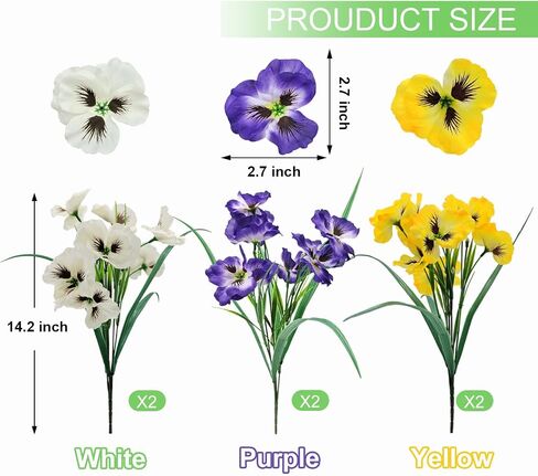 FOUSUKA 10 Bundles Artificial Pansy Flowers UV Resistant Plastic Plants Fake Silk Faux Flowers for Outdoor Planters Home Indoor Outside Garden Porch Window Wedding Party DIY Decoration (Multicolor) in Kuwait