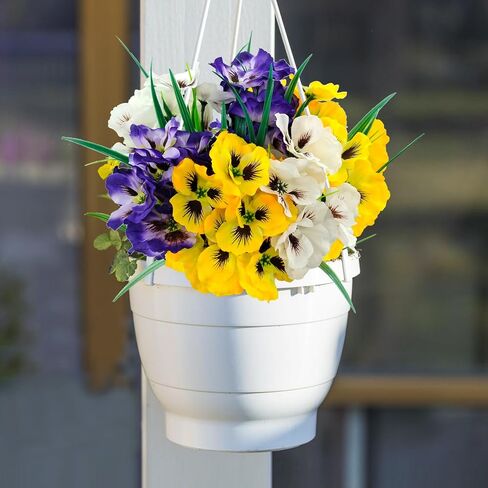 FOUSUKA 10 Bundles Artificial Pansy Flowers UV Resistant Plastic Plants Fake Silk Faux Flowers for Outdoor Planters Home Indoor Outside Garden Porch Window Wedding Party DIY Decoration (Multicolor) in Kuwait