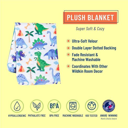 بطانية وايلدكين القطيفة للأطفال الصغار من الأولاد والبنات، حجم مثالي للرعاية النهارية ومثالية للسفر، بطانيات فائقة النعومة بمقاس 39.5 × 28 × 0.5 بوصة (كونفيتي بيتش) in Kuwait