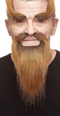 Mustaches Self Adhesive, Novelty, Shaolin Monk Fake Beard, Fake Mustache and Fake Eyebrows, White Color in Saudi Arabia