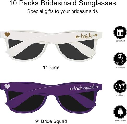 PartyGifts&beyond Bachelorette Sunglasses Womens 10Packs Bridesmaid Sunglasses Bachelorette Party Favors in Saudi Arabia