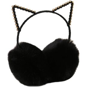 CHUANGLI بريق كريستال آذان القط الشتاء غطاء للأذنين الدافئة القطيفة لتدفئة الأذن للنساء الفتيات ... in Kuwait