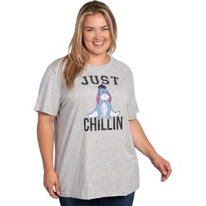 Disney Womens Plus Size T-Shirt Eeyore Just Chillin Print (Heather Grey, 3X)