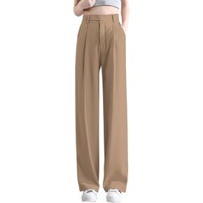Betusline Women's Wide Leg Long Dress Pants High Waisted Business Straight Casual Office Trousers, 1#Grey, X-Small