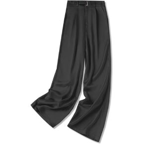 Betusline Women's Wide Leg Long Dress Pants High Waisted Business Straight Casual Office Trousers, 1#Grey, X-Small