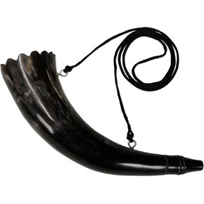 Blowing Horn/Pibole/Hunting Call Genuine Ox Horn with Brass Mouthpiece Handcrafted Horn Bugle.
