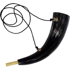Blowing Horn/Pibole/Hunting Call Genuine Ox Horn with Brass Mouthpiece Handcrafted Horn Bugle.