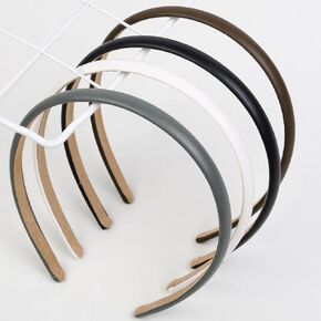 WOVOWOVO Thin Leather Headbands for Women, 4 Pcs Twisted Thin Head Bands with Teeth Boho Non Slip Headband, Fashion Black White Hairbands Braided Hair Hoops Girls Hair Accessories