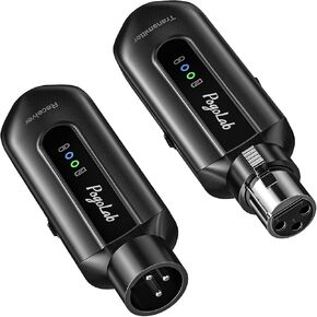 Pogolab Wireless Microphone Transmitter Receiver 2.4Ghz, XLR Microphone Wireless System, Rechargeable Wireless Mic Adapter for Audio Mixer, Dynamic Mic, 48V Phantom Power for Condenser Mic