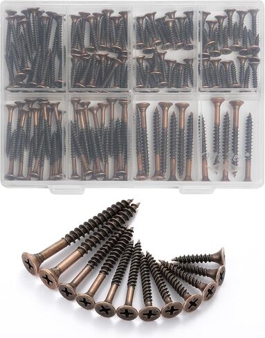 مستر. Pen- مجموعة متنوعة من البراغي الخشبية، 152 قطعة، 6 أحجام، براغي خشبية برونزية بأطراف فيليبس، براغي متنوعة، مجموعة براغي متنوعة، مجموعة براغي متنوعة، مجموعة براغي خشبية متنوعة، براغي مسطحة الرأس in Saudi Arabia