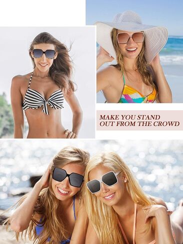 4 Pieces Oversized Square Sunglasses for Women Multicolor Flat Top Sunglasses Wide Oversized Shades in Saudi Arabia