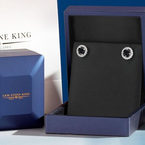 أقراط من الفضة الإسترلينية عيار 925 من Gem Stone King للنساء (1.54 Cttw، مستديرة 6 مم) in Kuwait