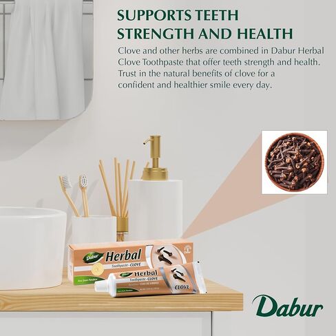 معجون أسنان دابر الطبيعي - العناية العشبية المنعشة لصحة الفم - يعزز الأسنان واللثة النظيفة والصحية - ارفع روتين نظافة الفم بابتسامة - خالي من البارابين - غني بالنيم - 100 مل in Kuwait