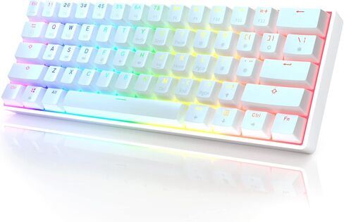 لوحة مفاتيح الألعاب الميكانيكية HK Gaming GK61 بنسبة 60 بالمائة | 61 مفاتيح قابلة للبرمجة بإضاءة خلفية LED بألوان قوس قزح RGB | USB سلكي | لأجهزة Mac وWindows PC | Hotswap Gateron المفاتيح الميكانيكية الزرقاء | أسود in Kuwait