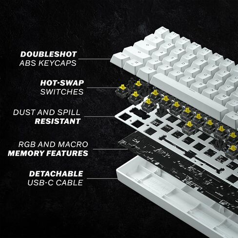 لوحة مفاتيح الألعاب الميكانيكية HK Gaming GK61 بنسبة 60 بالمائة | 61 مفاتيح قابلة للبرمجة بإضاءة خلفية LED بألوان قوس قزح RGB | USB سلكي | لأجهزة Mac وWindows PC | Hotswap Gateron المفاتيح الميكانيكية الزرقاء | أسود in Kuwait