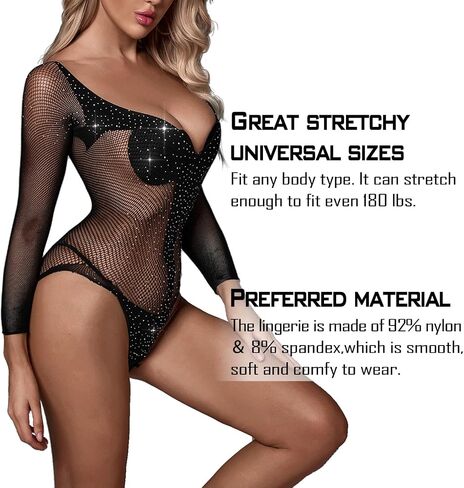 Lingerie sexy women’s lingerie bodysuit exotic naughty set for women mesh sexy Black Teddy babydoll Universal size… in Saudi Arabia