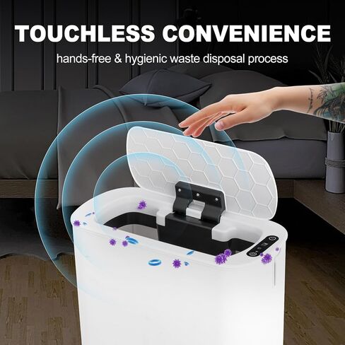 Cesun 5 Gallon Automatic Bathroom Trash Can, Touchless Motion Sensor Garbage Can with Lid, Smart Plastic Slim Wastebasket for Bathroom, Office, rv, Bedroom, Living Room, White in Saudi Arabia