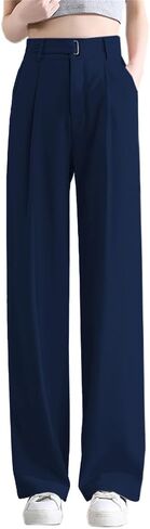 Betusline Women's Wide Leg Long Dress Pants High Waisted Business Straight Casual Office Trousers, 1#Grey, X-Small in Saudi Arabia