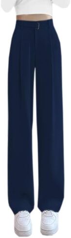 Betusline Women's Wide Leg Long Dress Pants High Waisted Business Straight Casual Office Trousers, 1#Grey, X-Small in Saudi Arabia