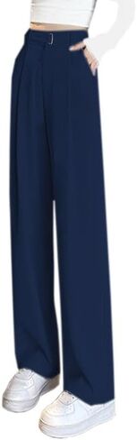 Betusline Women's Wide Leg Long Dress Pants High Waisted Business Straight Casual Office Trousers, 1#Grey, X-Small in Saudi Arabia