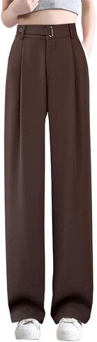 Betusline Women's Wide Leg Long Dress Pants High Waisted Business Straight Casual Office Trousers, 1#Grey, X-Small in Saudi Arabia