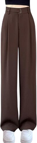 Betusline Women's Wide Leg Long Dress Pants High Waisted Business Straight Casual Office Trousers, 1#Grey, X-Small in Saudi Arabia