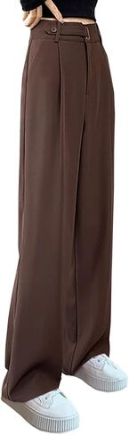 Betusline Women's Wide Leg Long Dress Pants High Waisted Business Straight Casual Office Trousers, 1#Grey, X-Small in Saudi Arabia