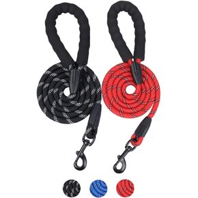 SEVENPENCE Dog Leash 5FT Reflective Training Leash with Comfortable Padded Foam Handle Nylon Rope Leash for Large Dogs Heavy Duty No Pull Suitable for Small Medium and Large Dogs (Black)