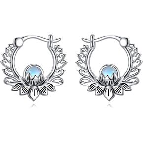 Sterling Silver Boho Filigree Hoop Earrings Anituqe Floral Daisy Huggie Earrings for Women