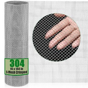 Valchoose Upgraded Chicken Wire Fencing 304 Crimped Wire 0.65mm, 16X144 in (407x3660mm) Rust Proof Hardware Cloth Sturdy, Wire Mesh Roll Easy to Cut Shape, Chicken Wire Roll for Chicken Coop, DIY Cage