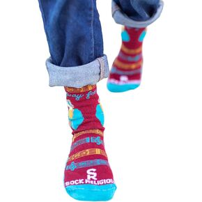 Sock Religious St. Cecilia Purple and Blue Polyester Blend Novelty Religious Socks, Youth