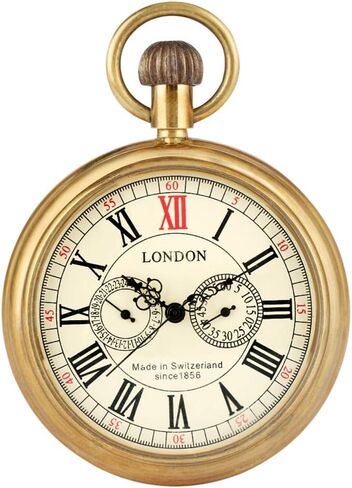 Tiong Vintage Copper Design Hand Winding Mechanical Pocket Watch Mens Watches in Kuwait
