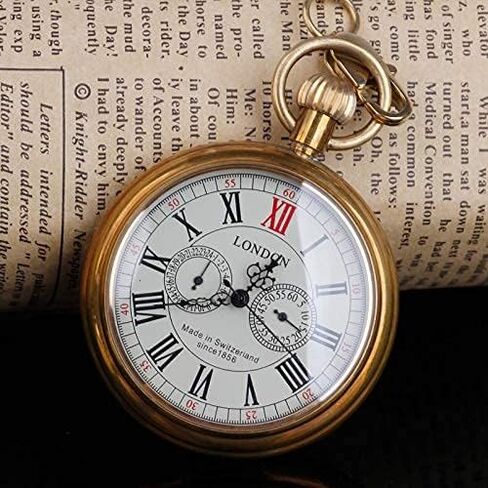 Tiong Vintage Copper Design Hand Winding Mechanical Pocket Watch Mens Watches in Kuwait