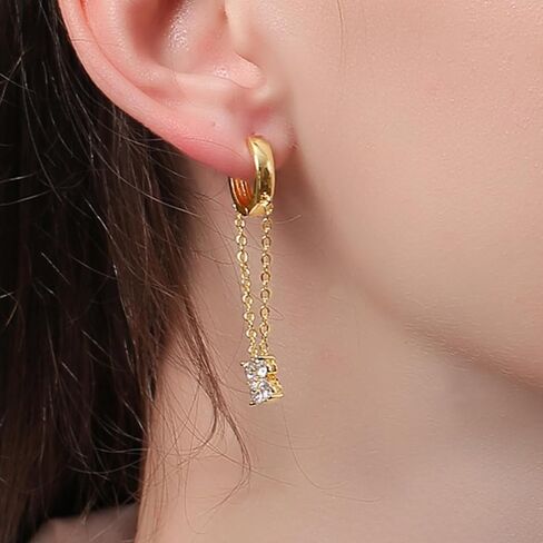 Chain Earrings for Women Gold Chain Earrings Handpicked 14k gold stud earrings Jewelry Gifts in Saudi Arabia