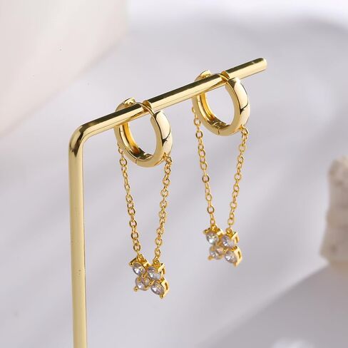 Chain Earrings for Women Gold Chain Earrings Handpicked 14k gold stud earrings Jewelry Gifts in Saudi Arabia