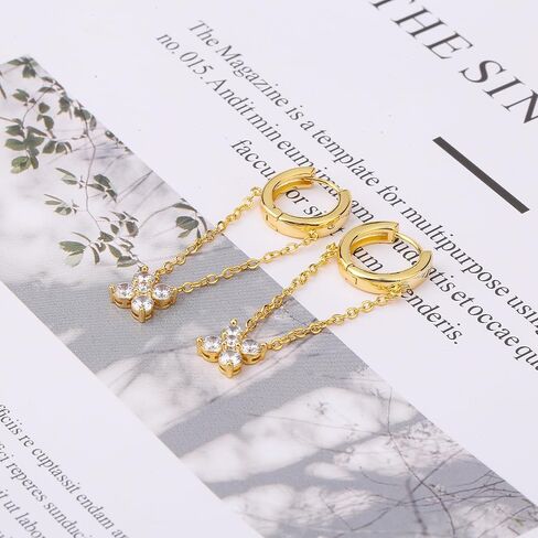 Chain Earrings for Women Gold Chain Earrings Handpicked 14k gold stud earrings Jewelry Gifts in Saudi Arabia