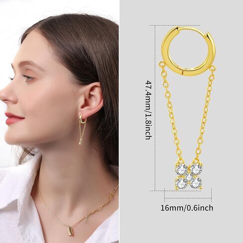Chain Earrings for Women Gold Chain Earrings Handpicked 14k gold stud earrings Jewelry Gifts in Saudi Arabia