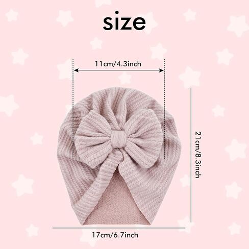 Dizila 8 Pieces Cute Soft Stretchy Baby Turban Hats with Big Bow Newborn Hospital Nursery Caps Beanies Bonnets Headwraps for Baby Girls Boys Infants Toddlers in Kuwait
