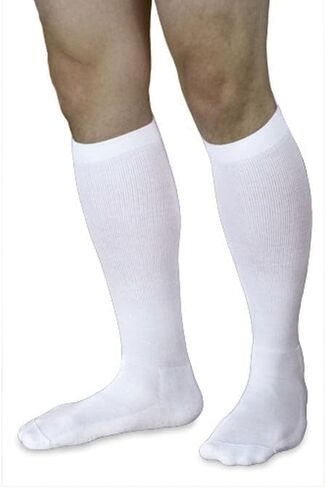 Sigvaris 18-25mmHg Mens Closed Toe Knee High Compression Sock, Large & Short, White in Saudi Arabia