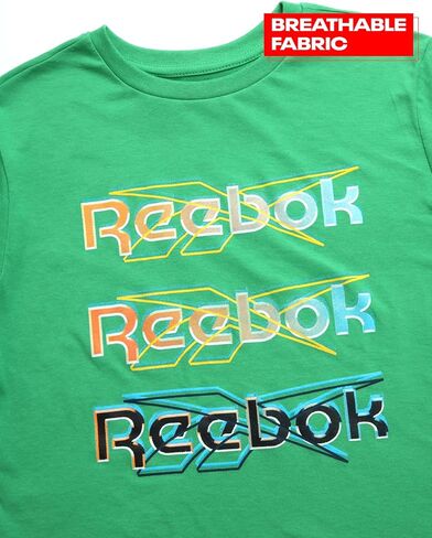 طقم شورت رياضي للأولاد من ريبوك - قطعتين تي شيرت بأكمام قصيرة وشورت رياضي - طقم ملابس صيفي كاجوال للأولاد (8-12) in Kuwait