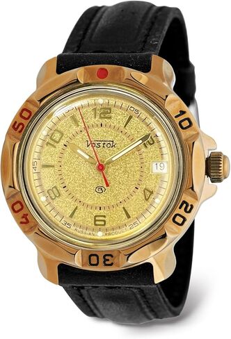 VOSTOK | Men’s Komandirskie Classic Commander Russian Military Style Mechanical Watch | WR 20 m | Model 219980 Leather Band in Saudi Arabia