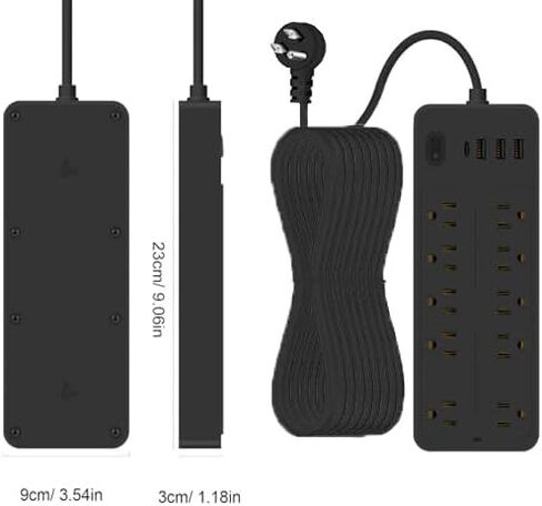 شرائط طاقة 15 قدمًا 14 في 1 مع حماية من زيادة التيار 1700J، 10 منافذ مع 4 منافذ USB (1 USB C) سلك تمديد طويل مع منافذ متعددة 16Awg 1625W/13A واقي شريط الطاقة بقابس مسطح أبيض in Kuwait