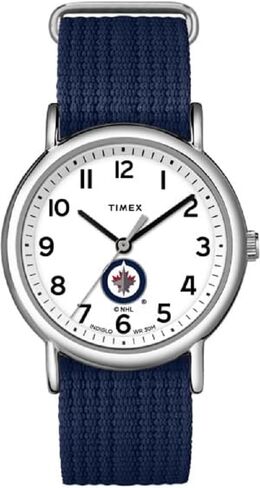 Timex Unisex Weekender 38mm Watch - San Jose Sharks with Slip-Thru Single Layer Strap, Black in Saudi Arabia