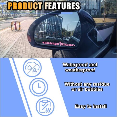 Passenger Princess Car Stickers, Girls Car Window Rearview Mirror Decoration Stickers Universal Cute Queen Letters Initials Stickers, Funny Car Accessories for Women Girls (5 in, Pink) in Kuwait