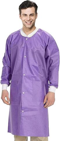 AMZ Disposable Lab Coats for Adults, Large. Pack of 10 Teal Blue SMS Knee Length Lab Coat Disposable. 45 GSM Disposable Coats Medical. Painting Lab Coat with Cuffs, Knit Collar, and 3 Pockets in Saudi Arabia