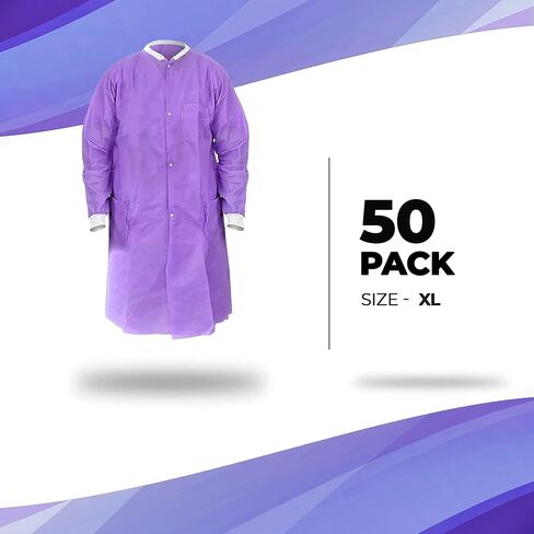 AMZ Disposable Lab Coats for Adults, Large. Pack of 10 Teal Blue SMS Knee Length Lab Coat Disposable. 45 GSM Disposable Coats Medical. Painting Lab Coat with Cuffs, Knit Collar, and 3 Pockets in Saudi Arabia