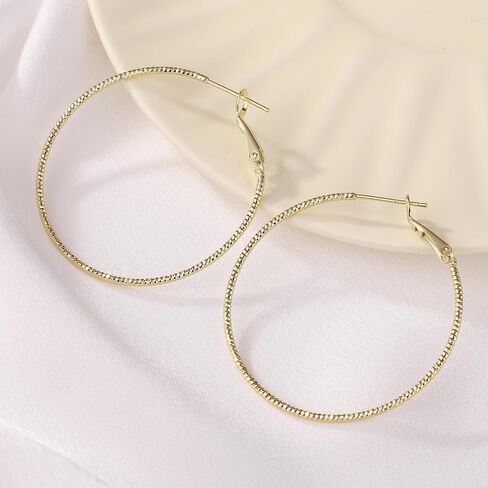 ToHeart 14k Gold Plated Twisted Hoop Earrings for Womens, Lightweight Hypoallergenic Small Gold Hoop Earrings, Silver, No Gemstone in Kuwait
