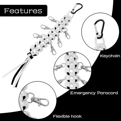 Cheer Bow Holder - Cheerleader Backpack Bow Organizer - Durable Paracord Hair Bow Hanger Cheer Bag Accessories - Cheerleading Gift for Cheer Teams - White/Black 1 Pack in Kuwait
