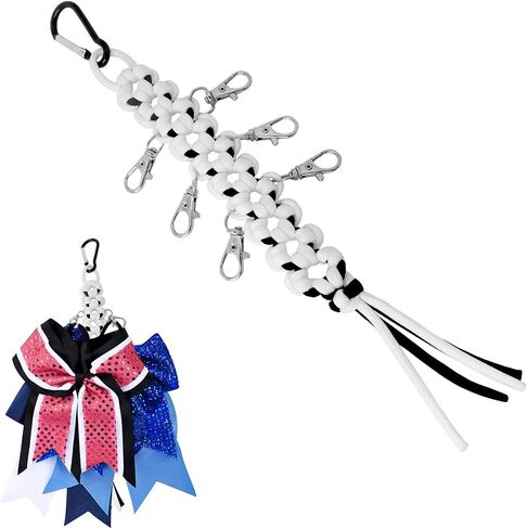 Cheer Bow Holder - Cheerleader Backpack Bow Organizer - Durable Paracord Hair Bow Hanger Cheer Bag Accessories - Cheerleading Gift for Cheer Teams - White/Black 1 Pack in Kuwait