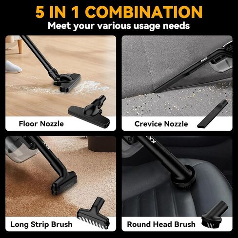 Cordless Vacuum for De-Walt 20V Battery, 5 in 1 Handheld Electric Vacuum Cleaner with 500W Powerful Motor, 46 CFM Portable Hand Vacuum with Filtration HEPA for Floor, Carpet, Car (Not include Battery) in Saudi Arabia